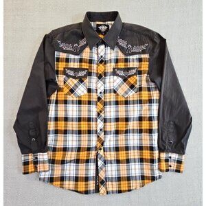 El General Western Shirt Pearl Snap Men’s Large Embroidered Roper Plaid Cowboy